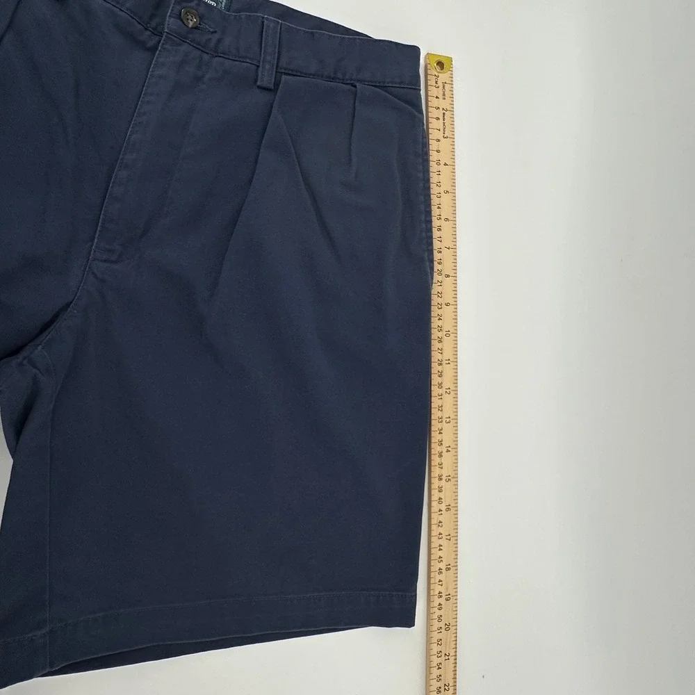 VTG Polo Ralph Lauren Mens Tyler Fit Pleated Chino Shorts Blue Cotton Size 33